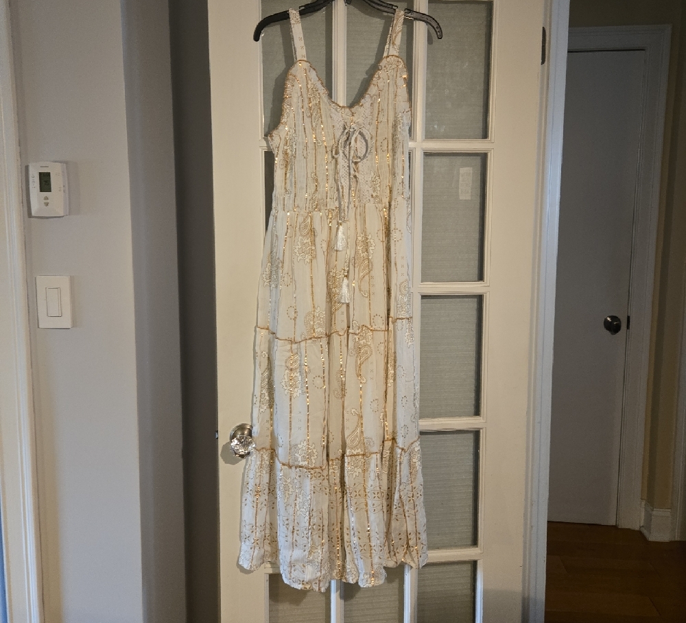Cream Ruffled Tiered Maxi Sundress